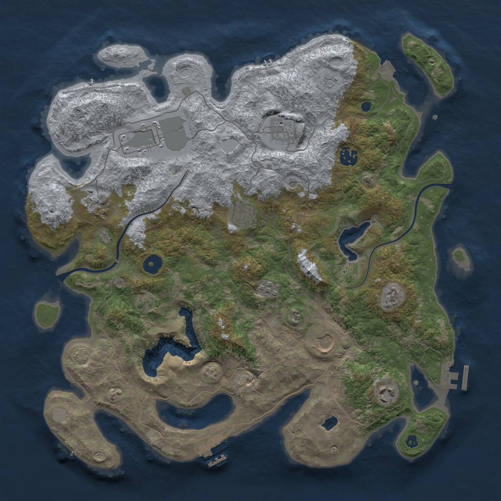 Rust Map: Procedural Map, Size: 4000, Seed: 1147747147, 14 Monuments