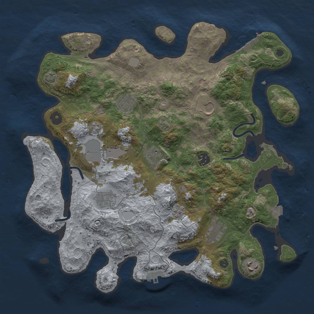 Rust Map: Procedural Map, Size: 3750, Seed: 66137238, 17 Monuments