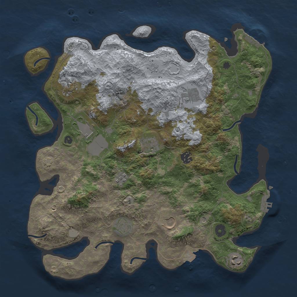 Rust Map: Procedural Map, Size: 3750, Seed: 3781206, 17 Monuments