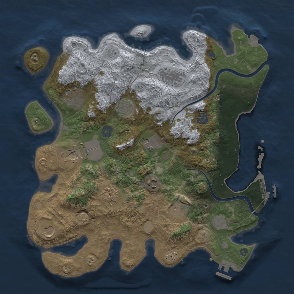 Rust Map: Procedural Map, Size: 3750, Seed: 3781206, 19 Monuments