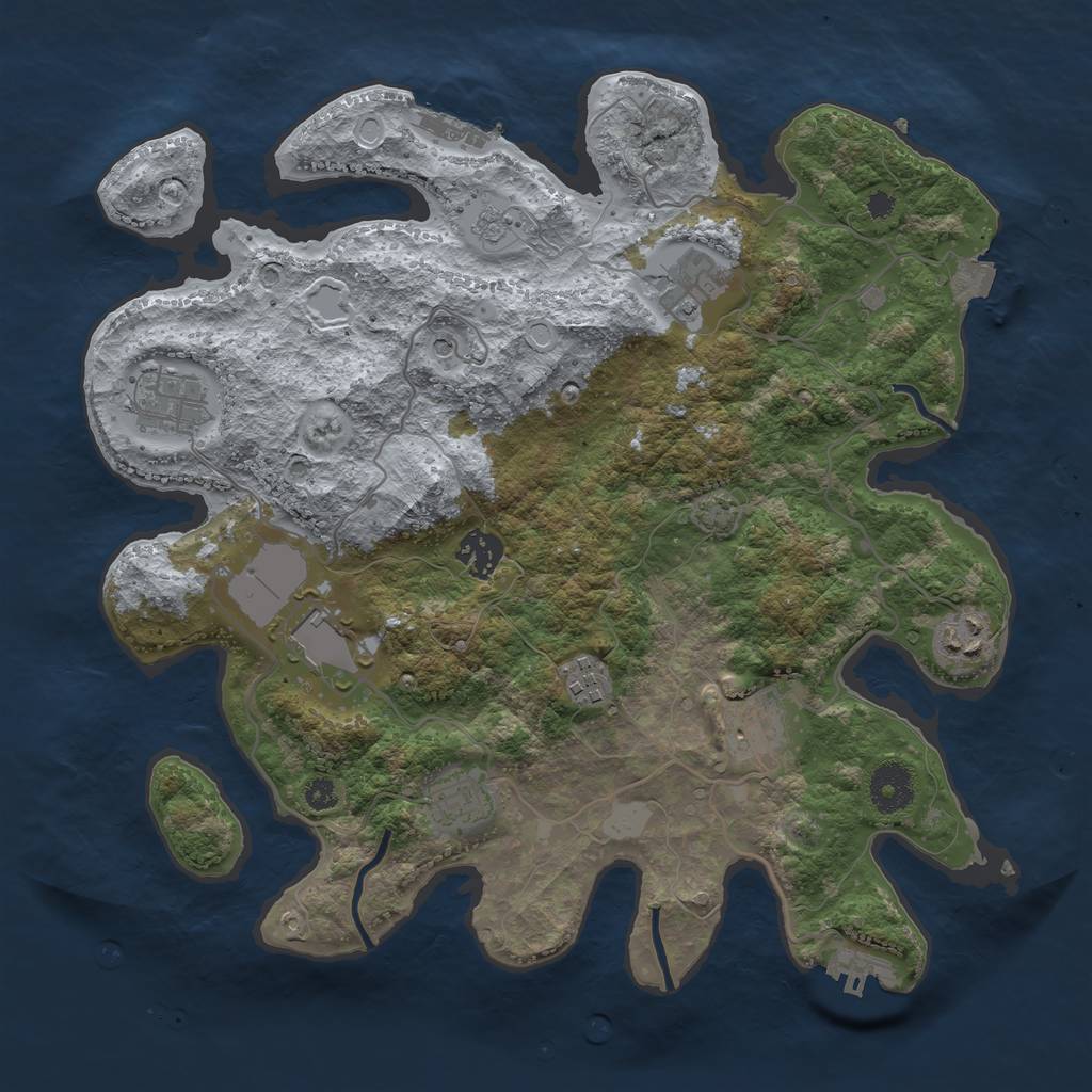 Rust Map: Procedural Map, Size: 3500, Seed: 957241527, 16 Monuments