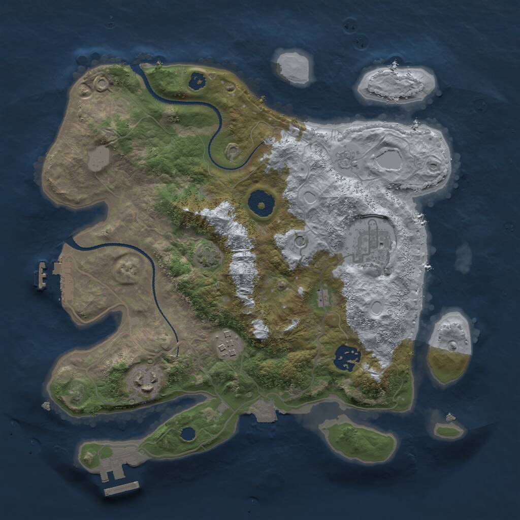 Rust Map: Procedural Map, Size: 3000, Seed: 909619700, 10 Monuments