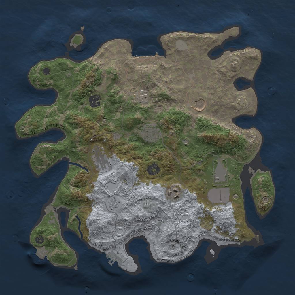 Rust Map: Procedural Map, Size: 3500, Seed: 990278, 15 Monuments
