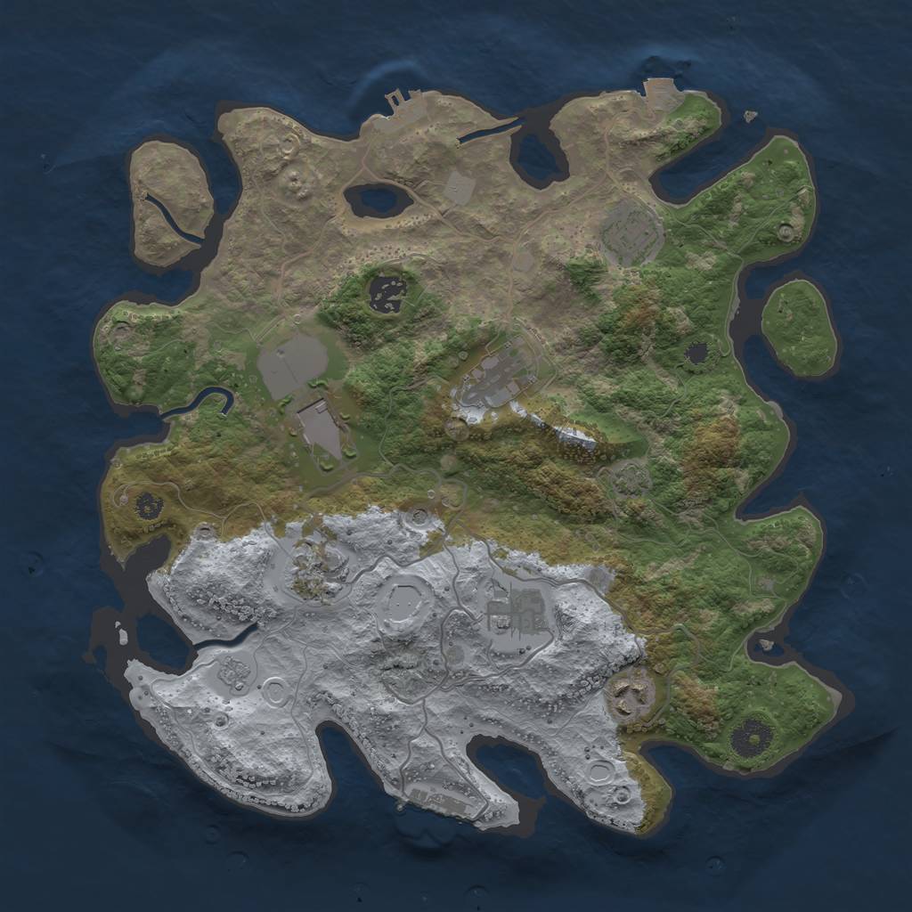 Rust Map: Procedural Map, Size: 3500, Seed: 8824, 15 Monuments