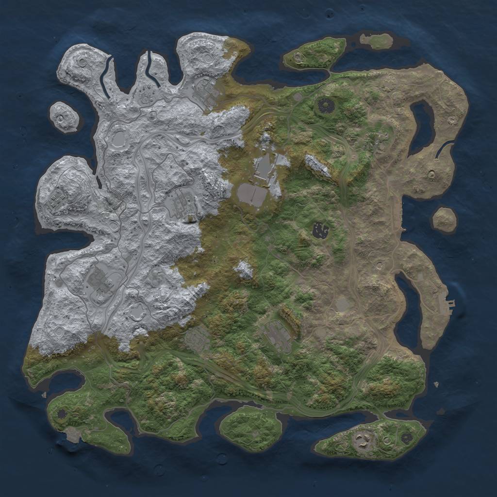 Rust Map: Procedural Map, Size: 4500, Seed: 1131425873, 18 Monuments