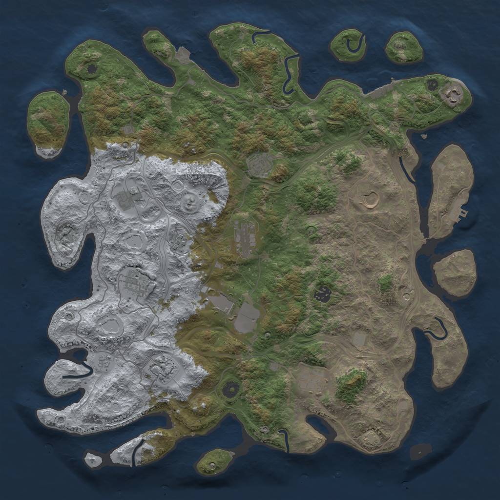 Rust Map: Procedural Map, Size: 4500, Seed: 1212364909, 19 Monuments