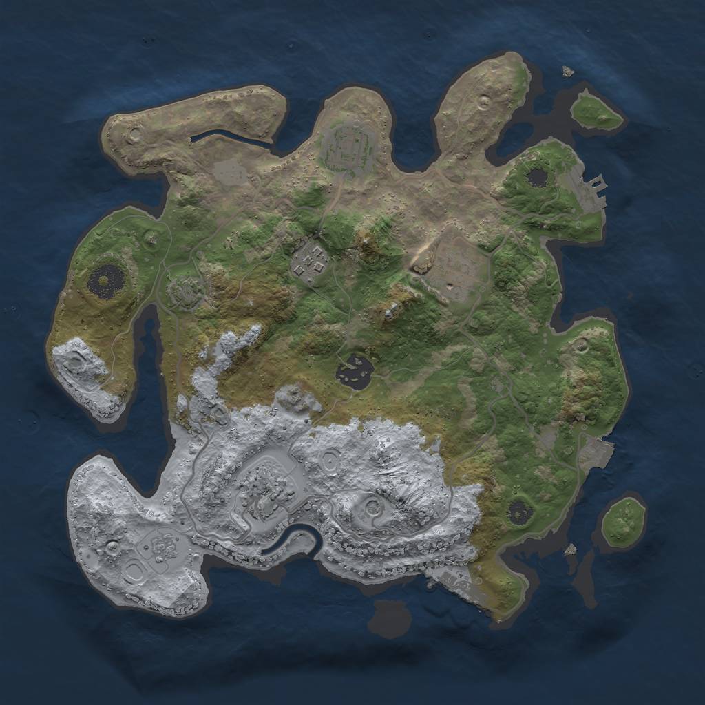 Rust Map: Procedural Map, Size: 3000, Seed: 28645, 13 Monuments