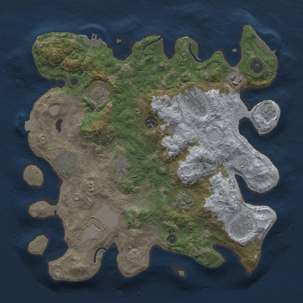 Rust Map: Procedural Map, Size: 3500, Seed: 1684990273, 18 Monuments