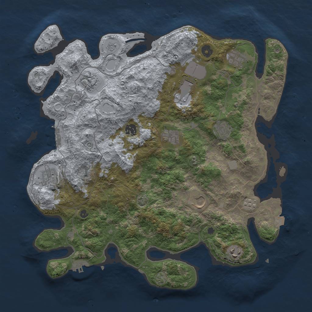 Rust Map: Procedural Map, Size: 4000, Seed: 2127530846, 18 Monuments