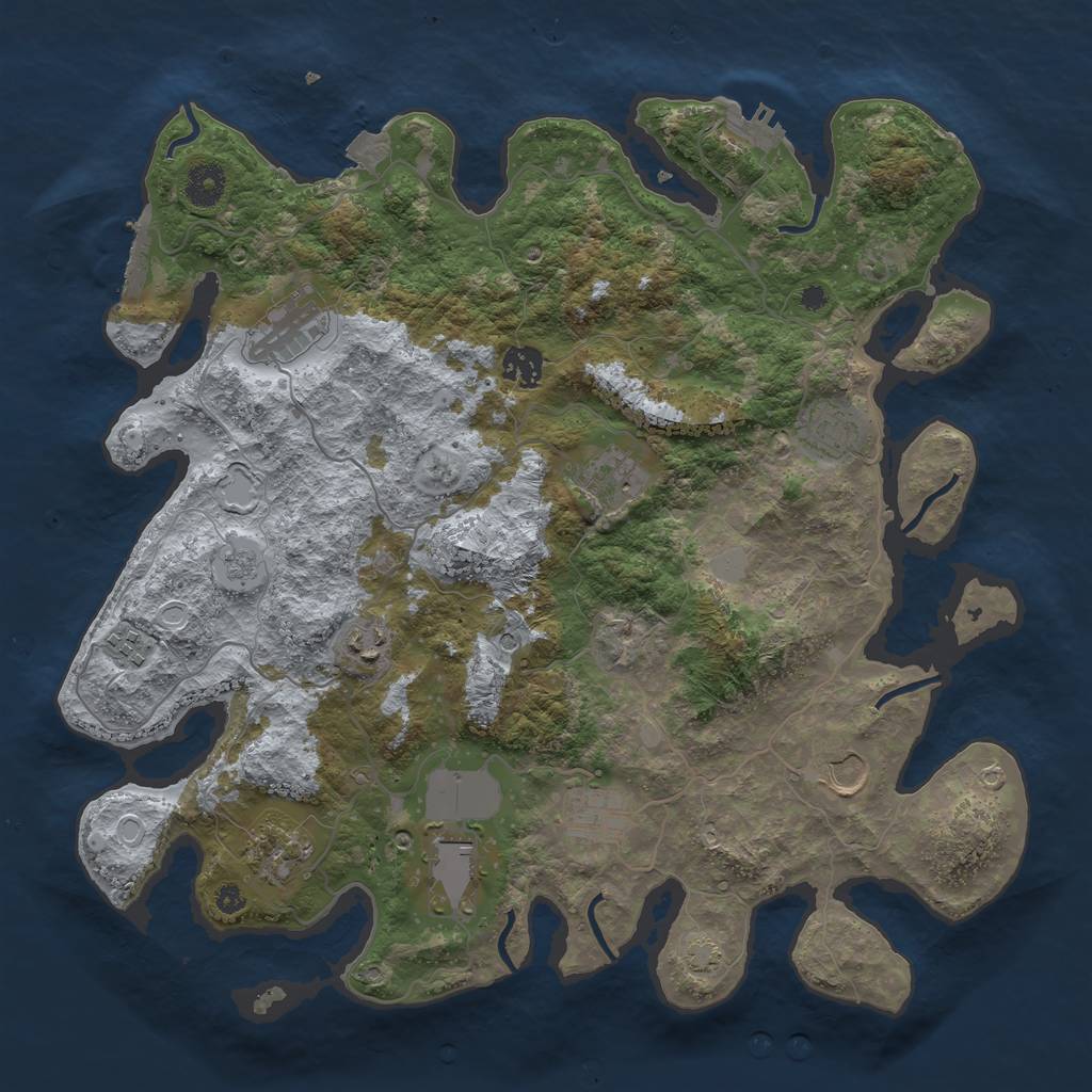 Rust Map: Procedural Map, Size: 3875, Seed: 445614383, 18 Monuments