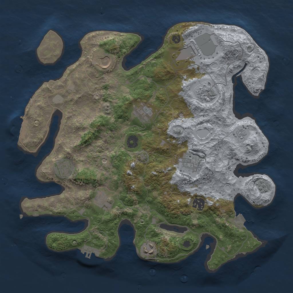 Rust Map: Procedural Map, Size: 3500, Seed: 1215877695, 18 Monuments