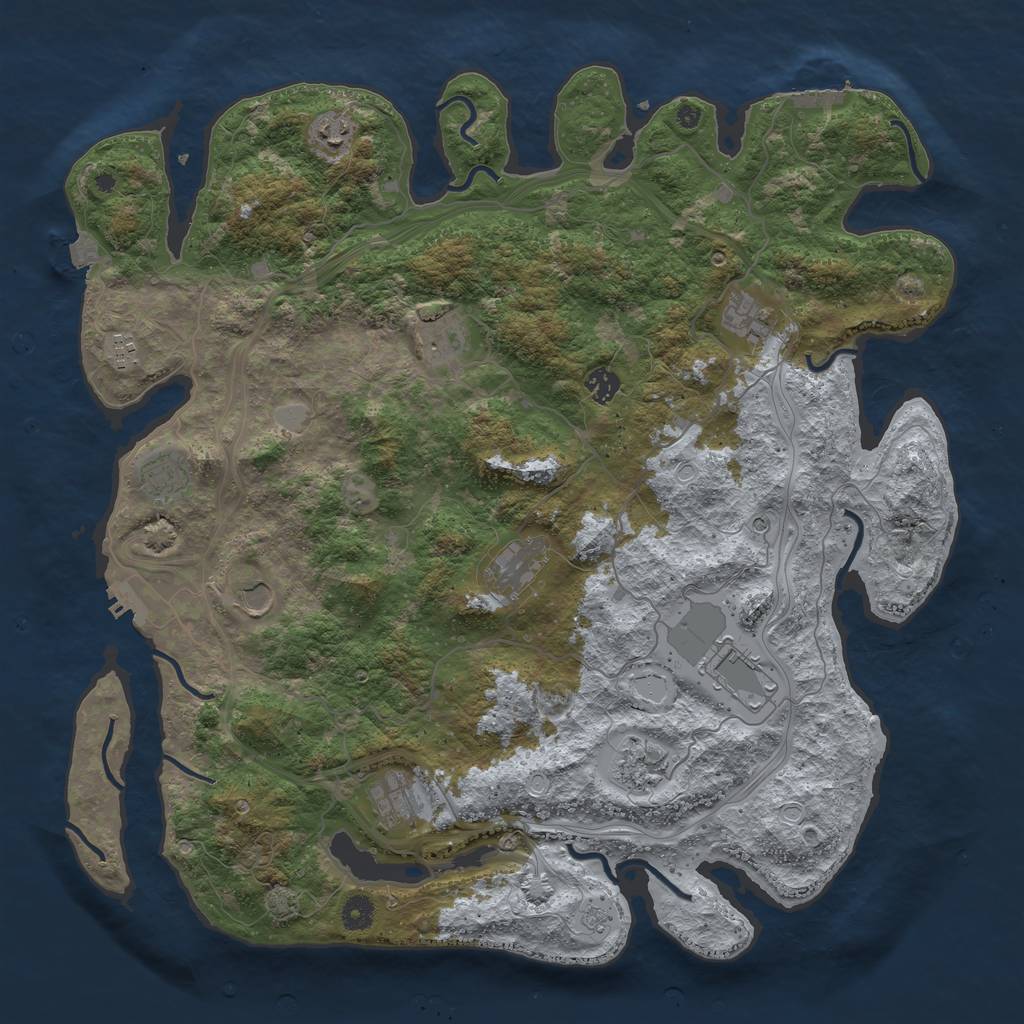 Rust Map: Procedural Map, Size: 4500, Seed: 1576807074, 19 Monuments