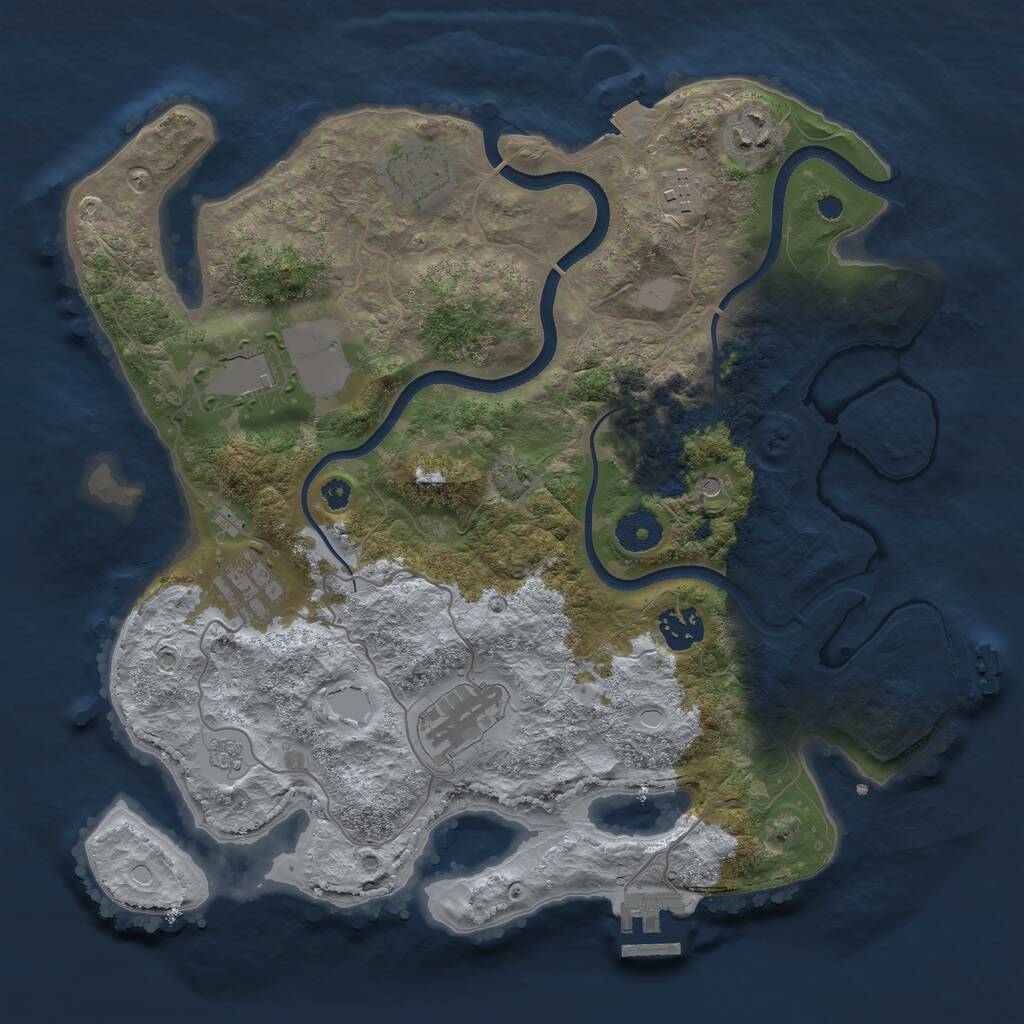 Rust Map: Procedural Map, Size: 3500, Seed: 675354951, 13 Monuments