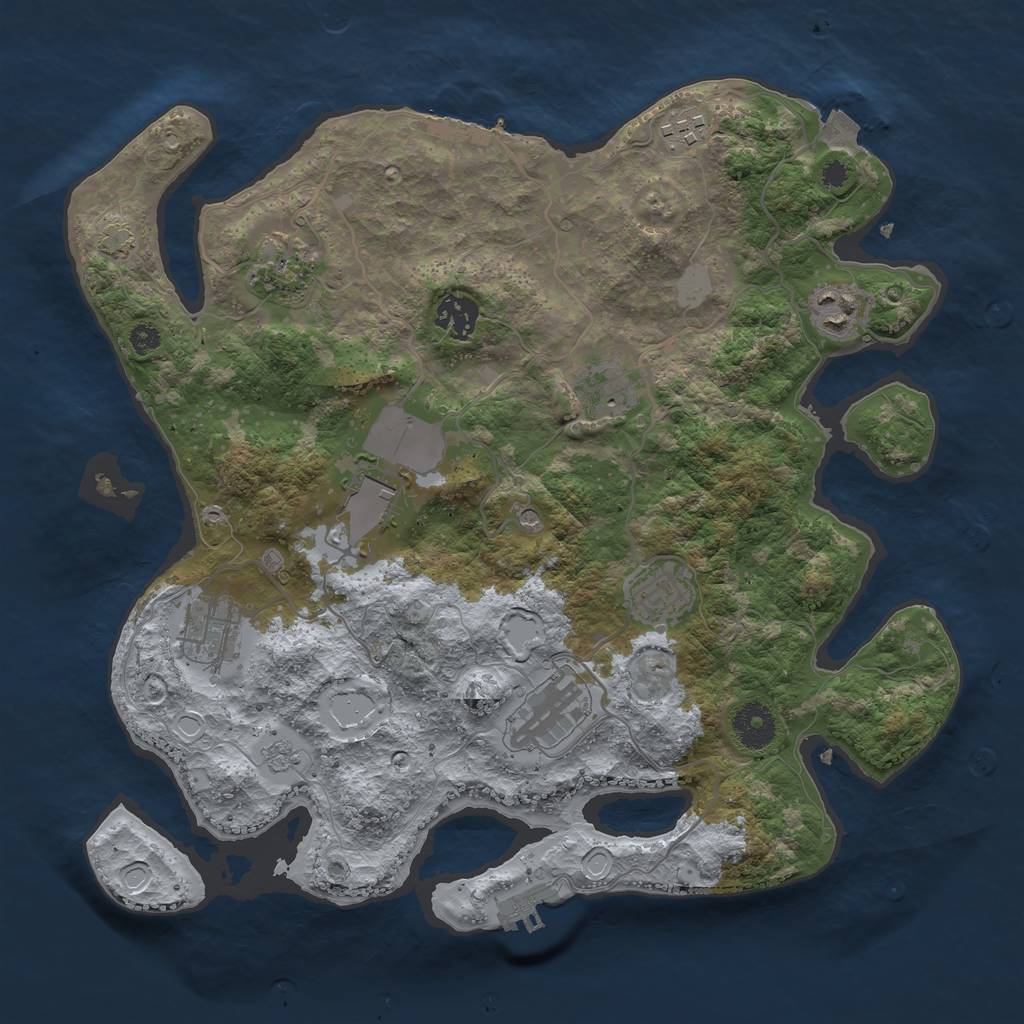 Rust Map: Procedural Map, Size: 3500, Seed: 675354951, 17 Monuments