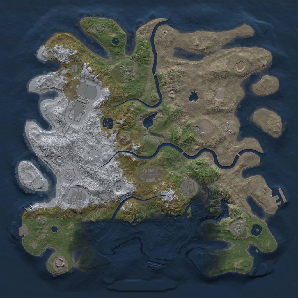 Rust Map: Procedural Map, Size: 4000, Seed: 1079535406, 16 Monuments