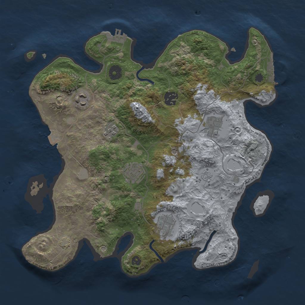 Rust Map: Procedural Map, Size: 3250, Seed: 495458545, 14 Monuments