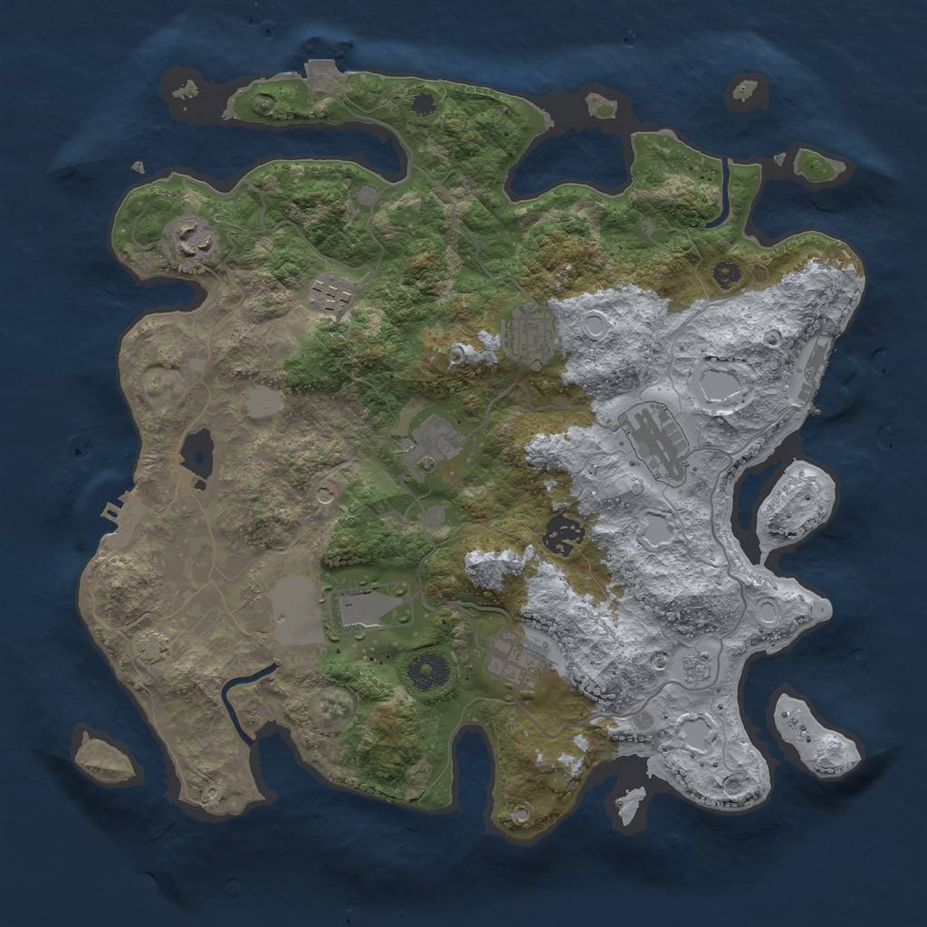 Rust Map: Procedural Map, Size: 3500, Seed: 1326712490, 16 Monuments