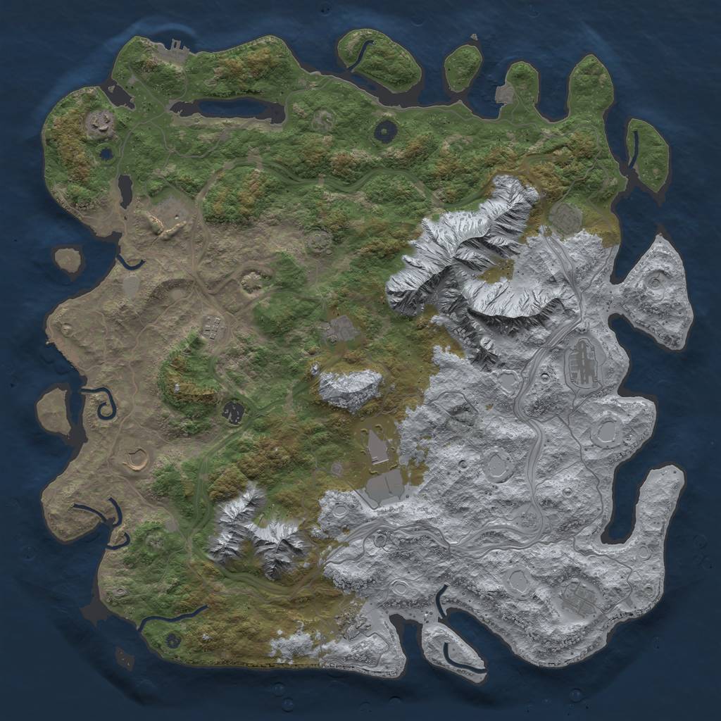 Rust Map: Procedural Map, Size: 5000, Seed: 1101729197, 19 Monuments