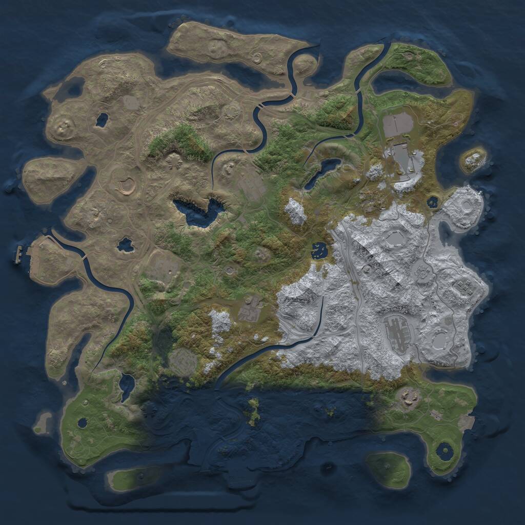 Rust Map: Procedural Map, Size: 4500, Seed: 1288566662, 17 Monuments
