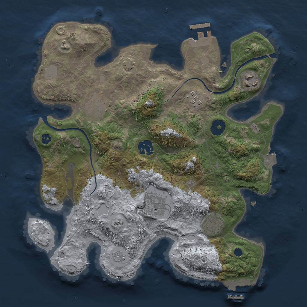Rust Map: Procedural Map, Size: 3000, Seed: 883040497, 11 Monuments