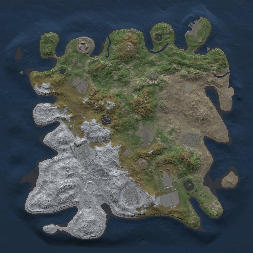 Rust Map: Procedural Map, Size: 3500, Seed: 1979463419, 15 Monuments