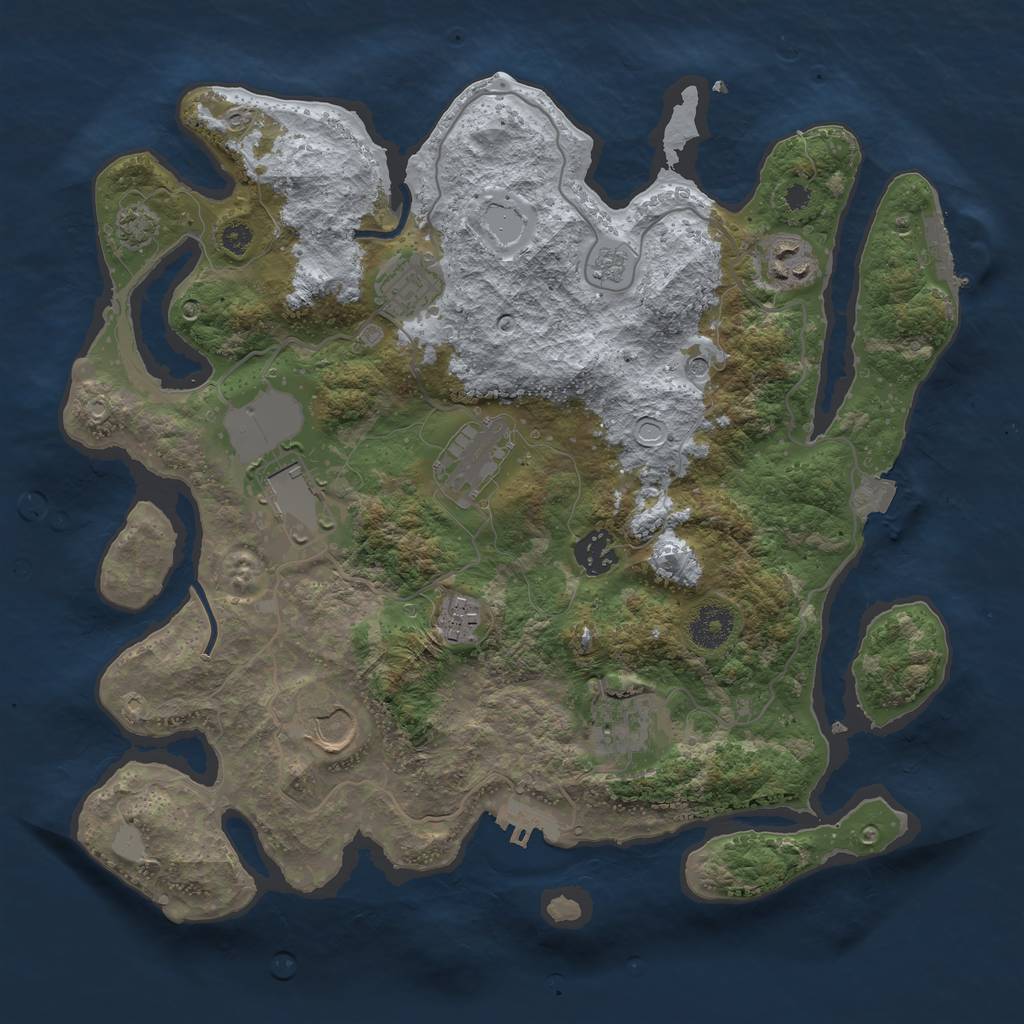 Rust Map: Procedural Map, Size: 3500, Seed: 45444135, 16 Monuments