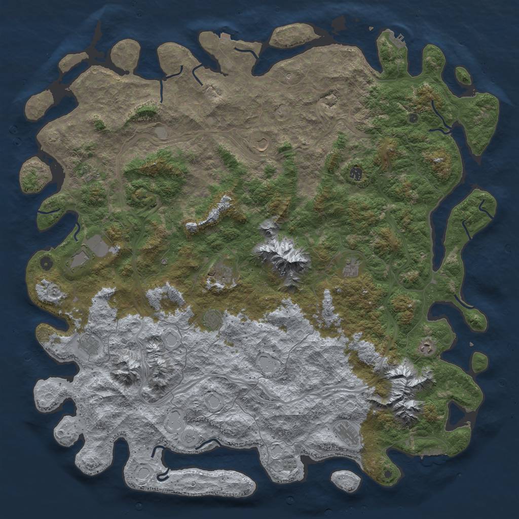 Rust Map: Procedural Map, Size: 6000, Seed: 1117269074, 19 Monuments