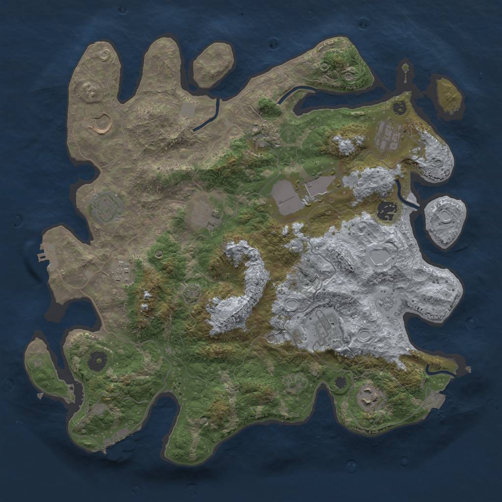 Rust Map: Procedural Map, Size: 3800, Seed: 213228584, 18 Monuments