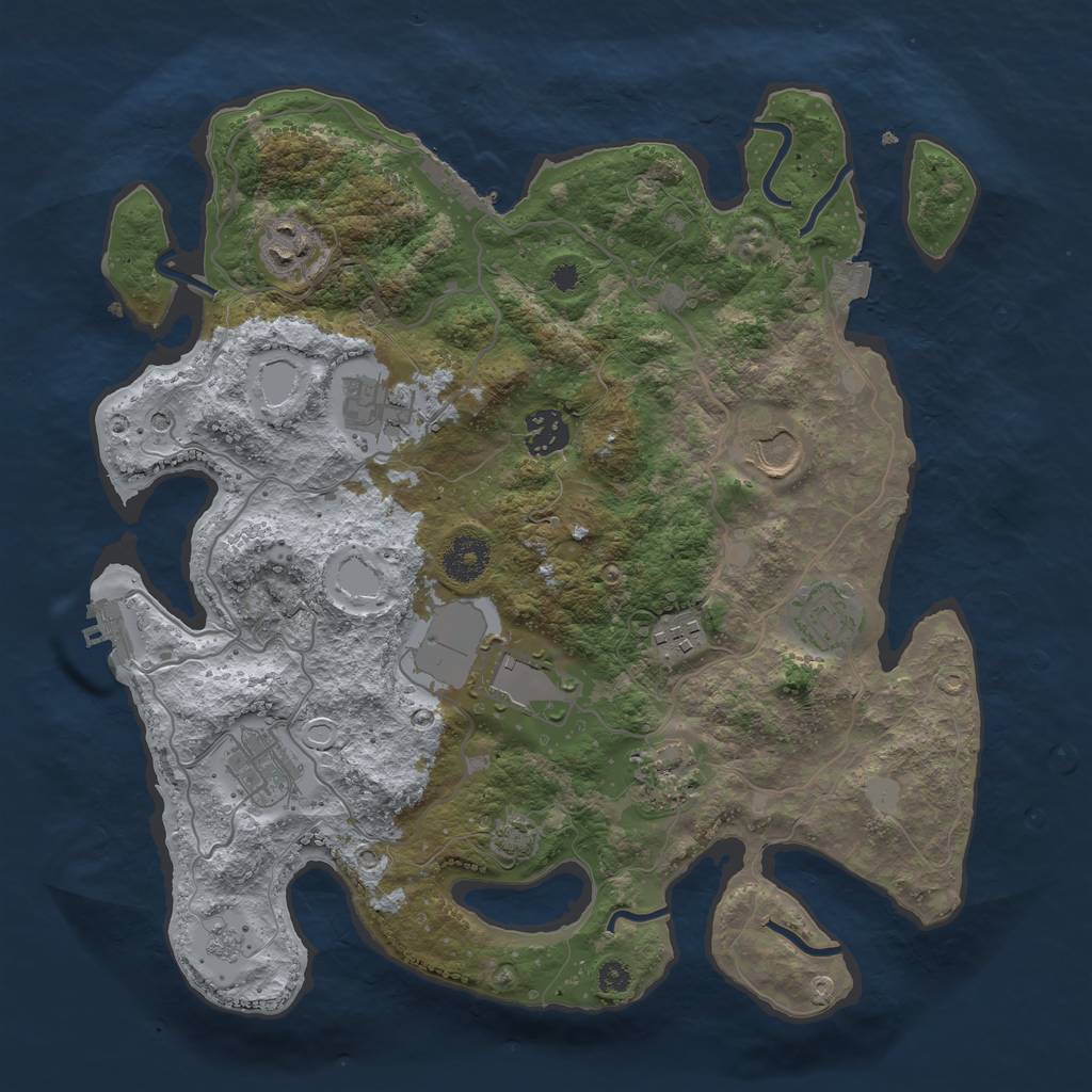 Rust Map: Procedural Map, Size: 3500, Seed: 87345, 17 Monuments