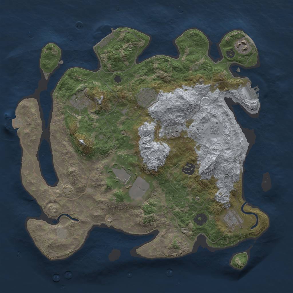 Rust Map: Procedural Map, Size: 3500, Seed: 1193420246, 14 Monuments