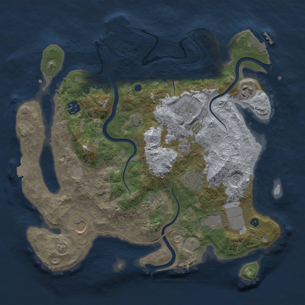 Rust Map: Procedural Map, Size: 3500, Seed: 1193420246, 14 Monuments