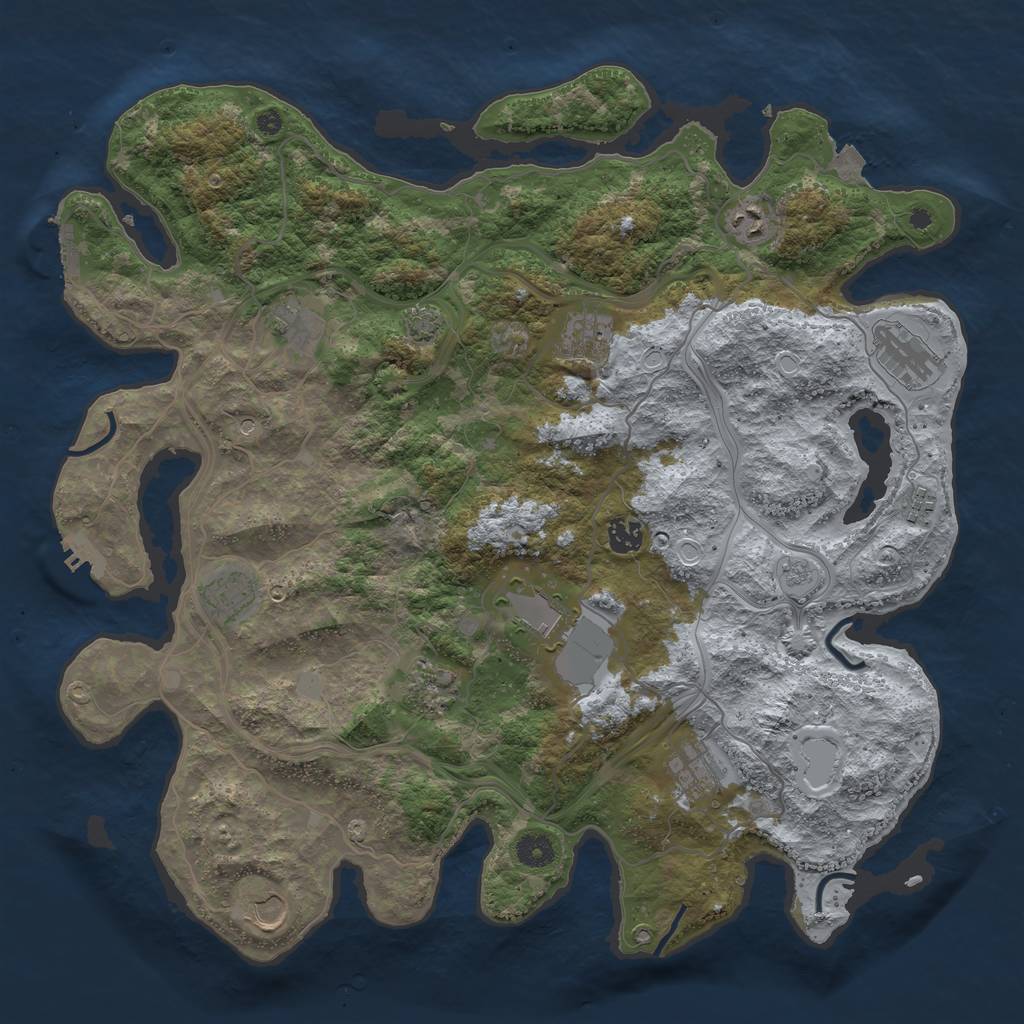 Rust Map: Procedural Map, Size: 4250, Seed: 1023477207, 19 Monuments