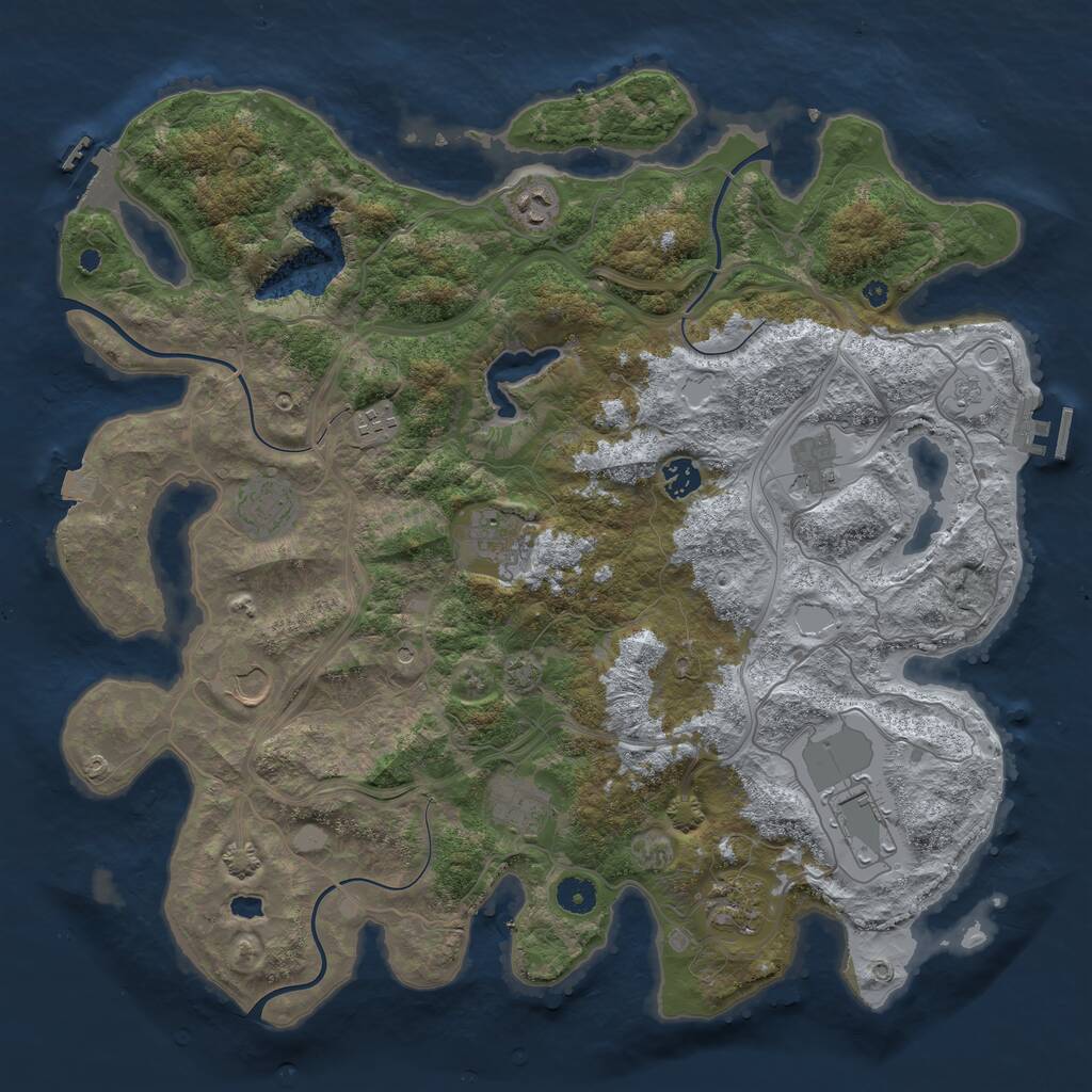 Rust Map: Procedural Map, Size: 4250, Seed: 1023477207, 16 Monuments