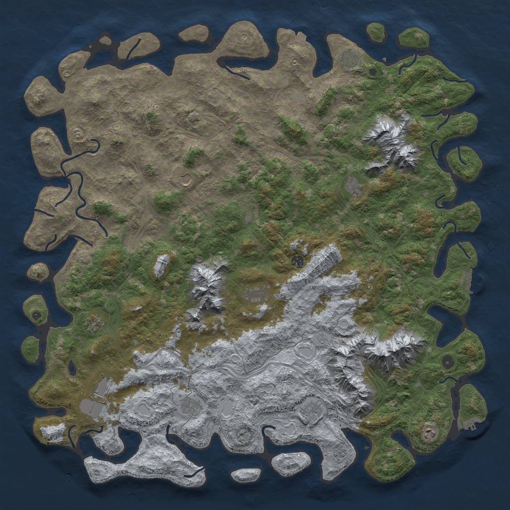 Rust Map: Procedural Map, Size: 6000, Seed: 9134517, 19 Monuments