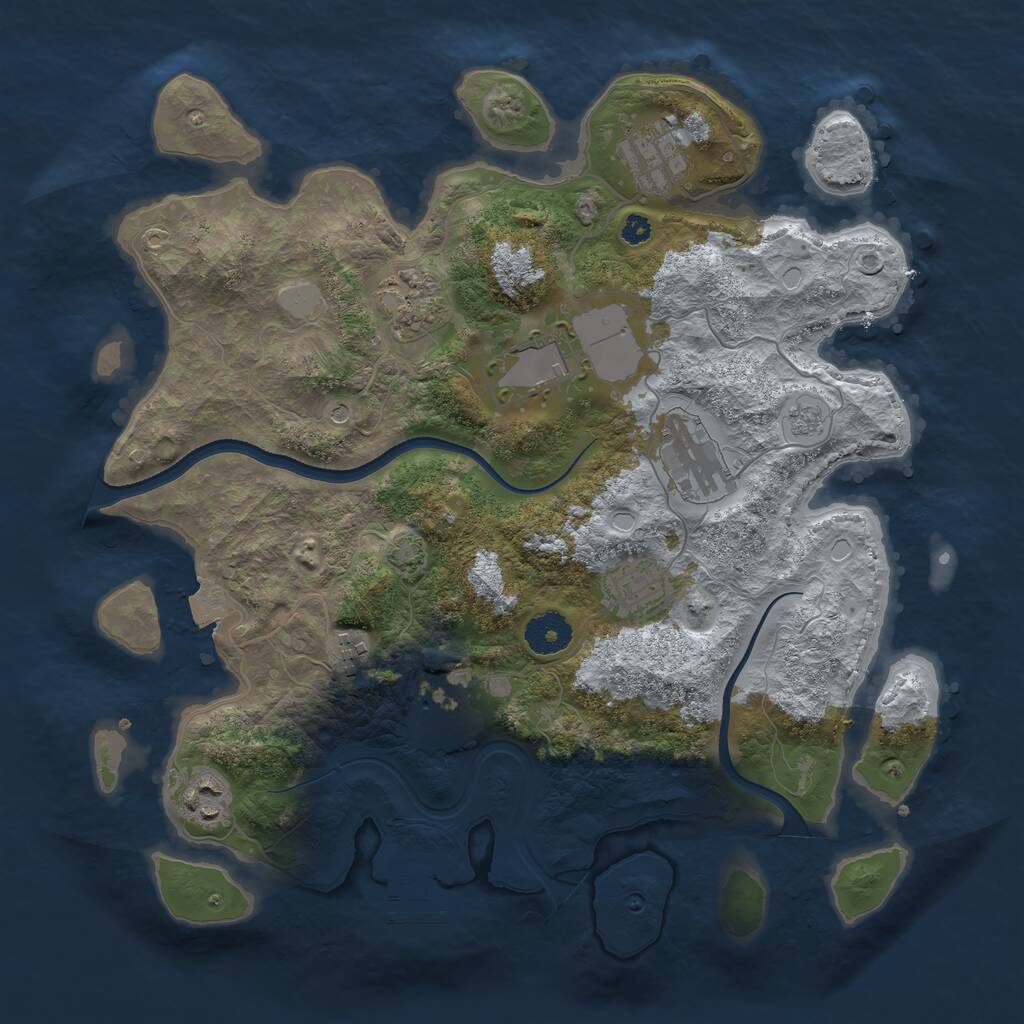 Rust Map: Procedural Map, Size: 3500, Seed: 1720289570, 13 Monuments