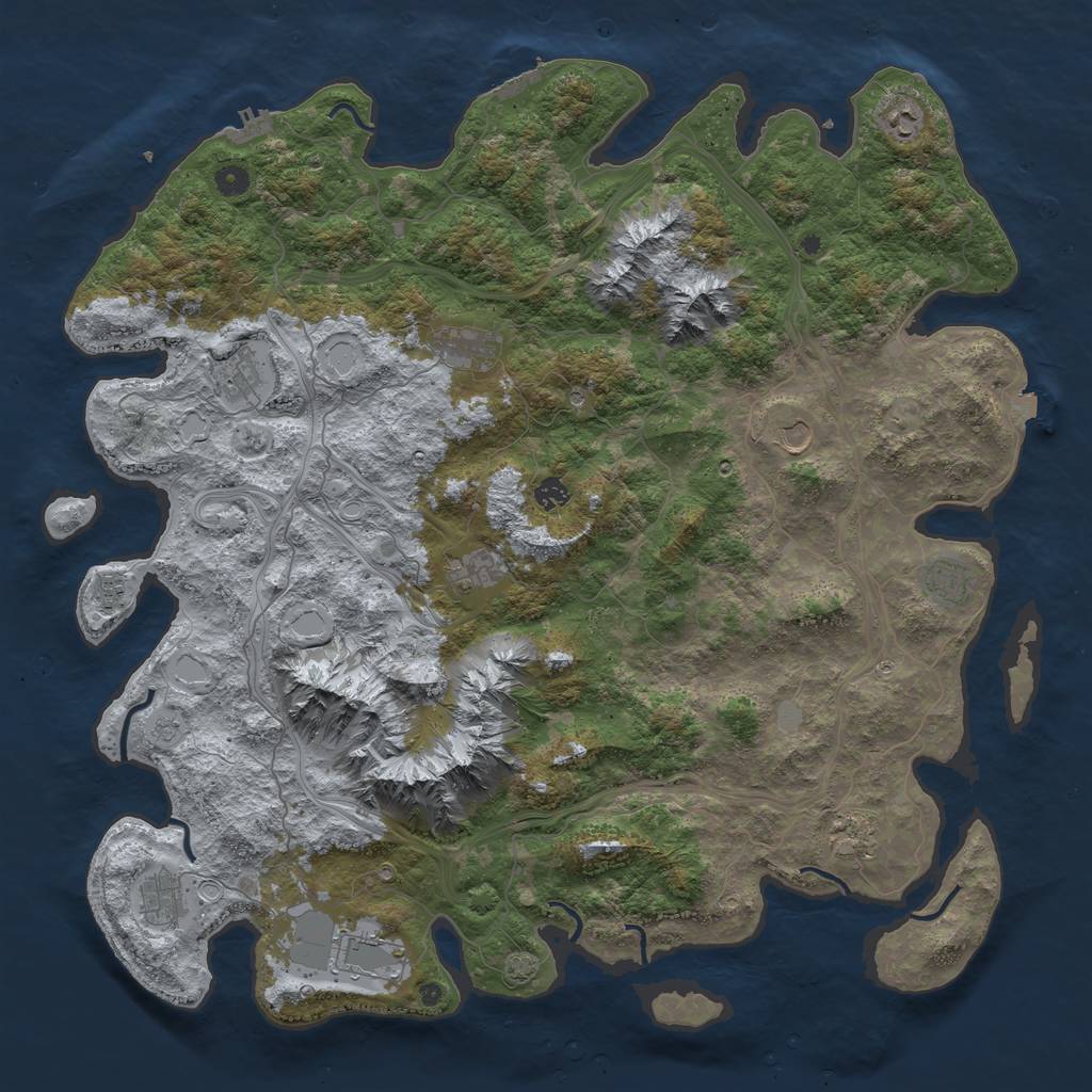 Rust Map: Procedural Map, Size: 5000, Seed: 7652, 19 Monuments