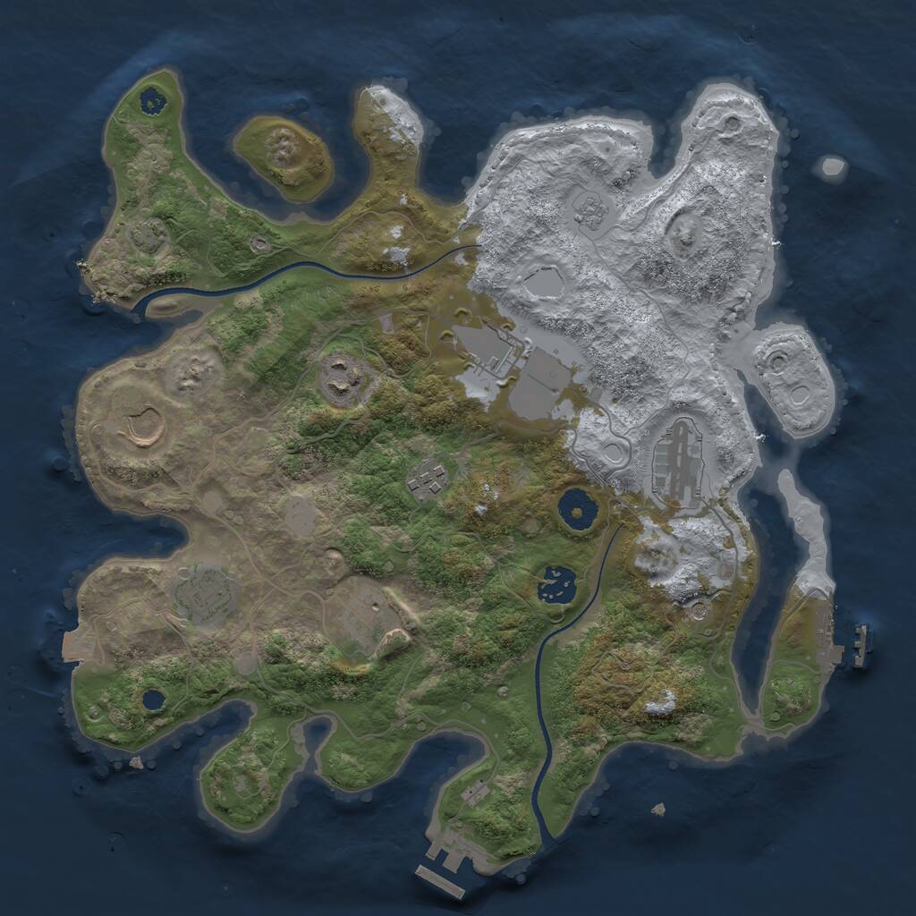 Rust Map: Procedural Map, Size: 3500, Seed: 28543, 14 Monuments