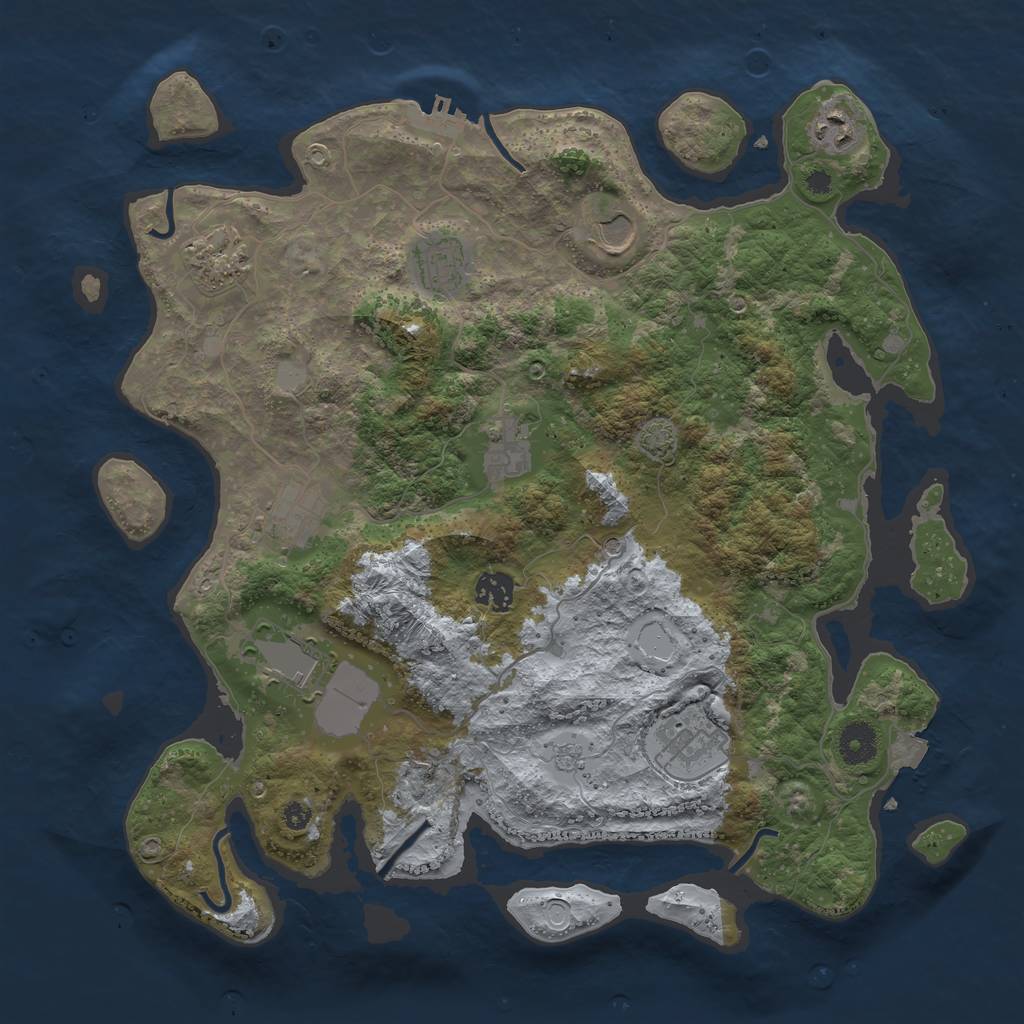 Rust Map: Procedural Map, Size: 3800, Seed: 1317113355, 16 Monuments