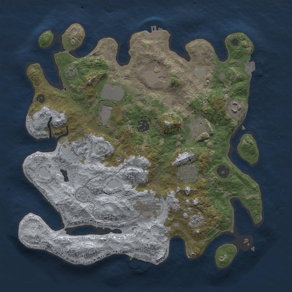 Rust Map: Procedural Map, Size: 3500, Seed: 1849986701, 17 Monuments