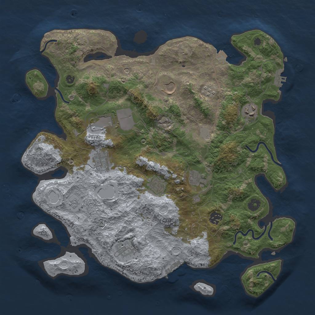 Rust Map: Procedural Map, Size: 3800, Seed: 406381711, 17 Monuments