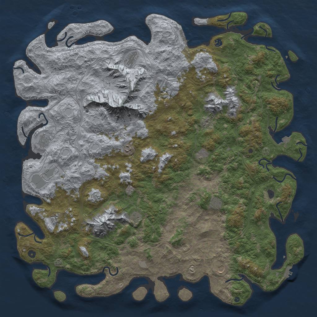 Rust Map: Procedural Map, Size: 6000, Seed: 671363028, 19 Monuments