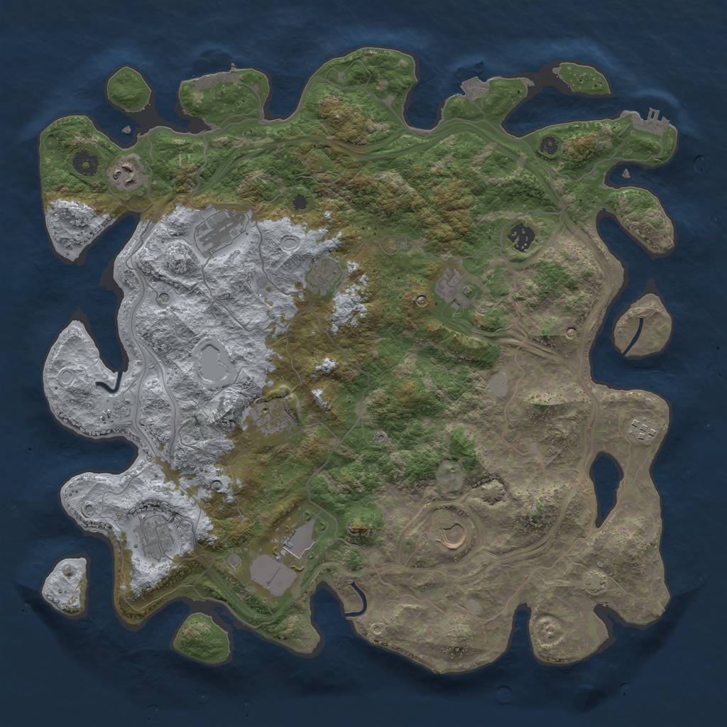 Rust Map: Procedural Map, Size: 4250, Seed: 38973699, 18 Monuments