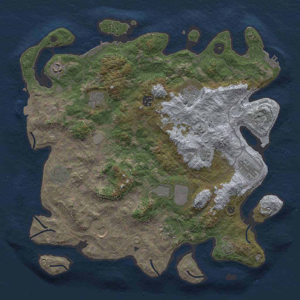 Rust Map: Procedural Map, Size: 4000, Seed: 923, 18 Monuments