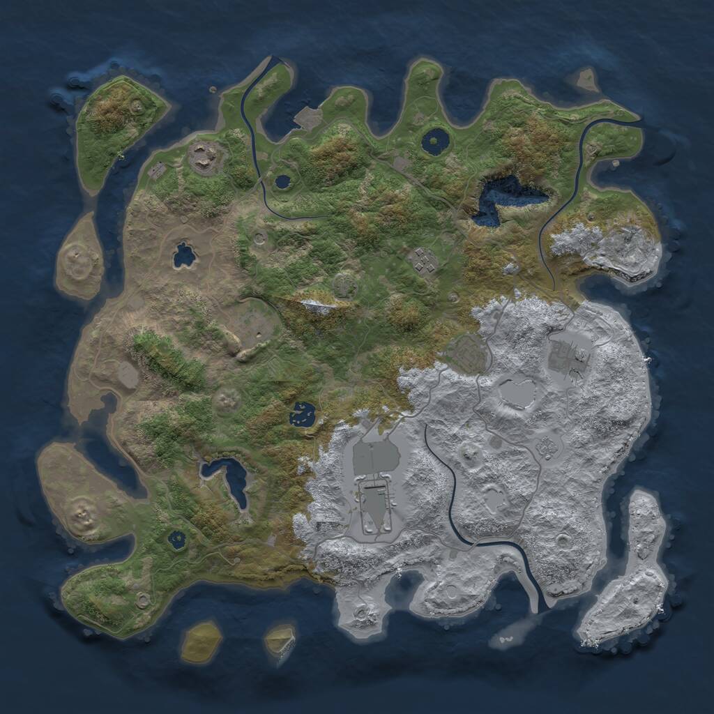 Rust Map: Procedural Map, Size: 4050, Seed: 1754101734, 11 Monuments