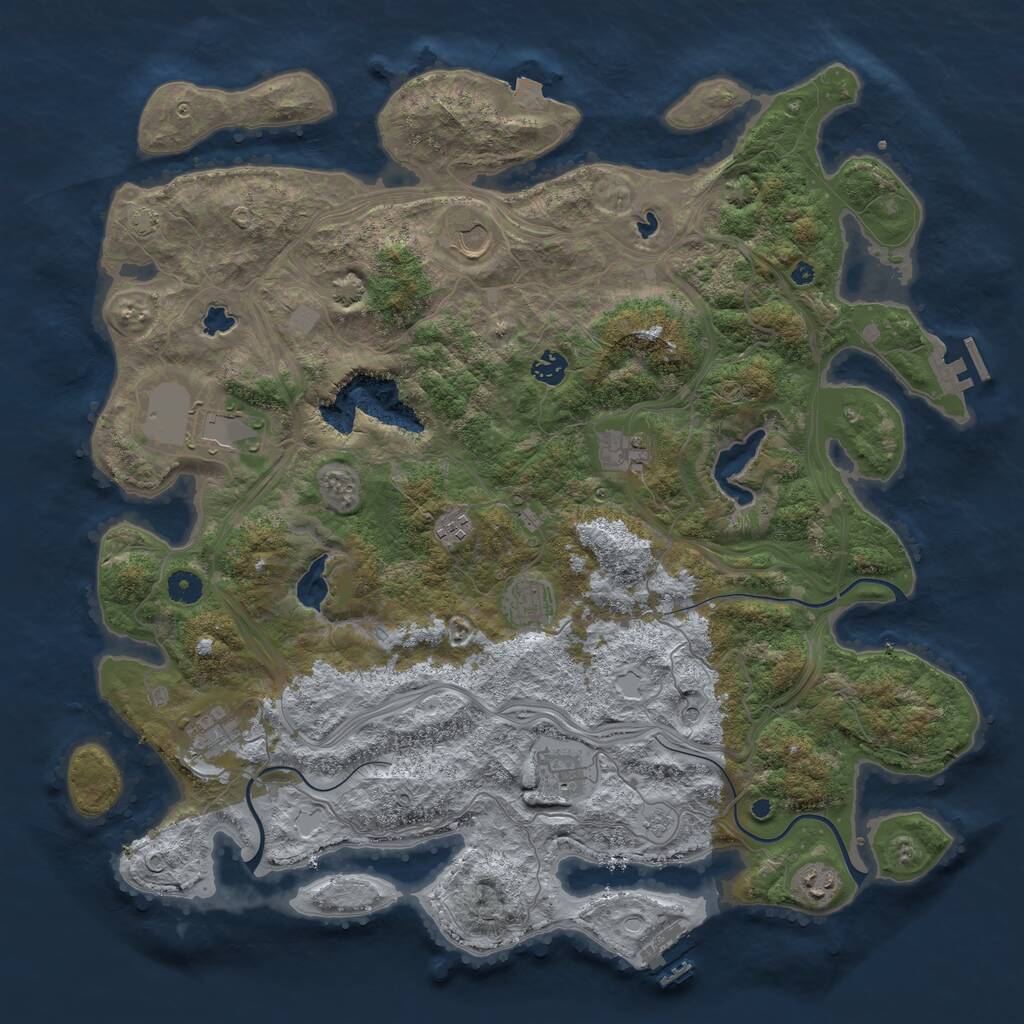 Rust Map: Procedural Map, Size: 4500, Seed: 1212718441, 15 Monuments