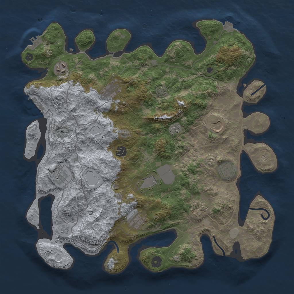 Rust Map: Procedural Map, Size: 4000, Seed: 241291035, 18 Monuments