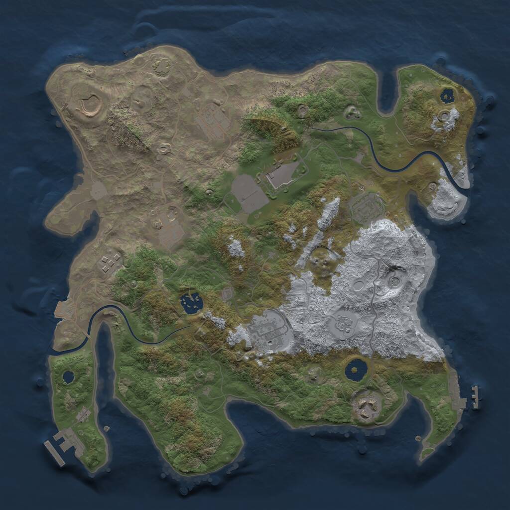 Rust Map: Procedural Map, Size: 3500, Seed: 820953825, 15 Monuments