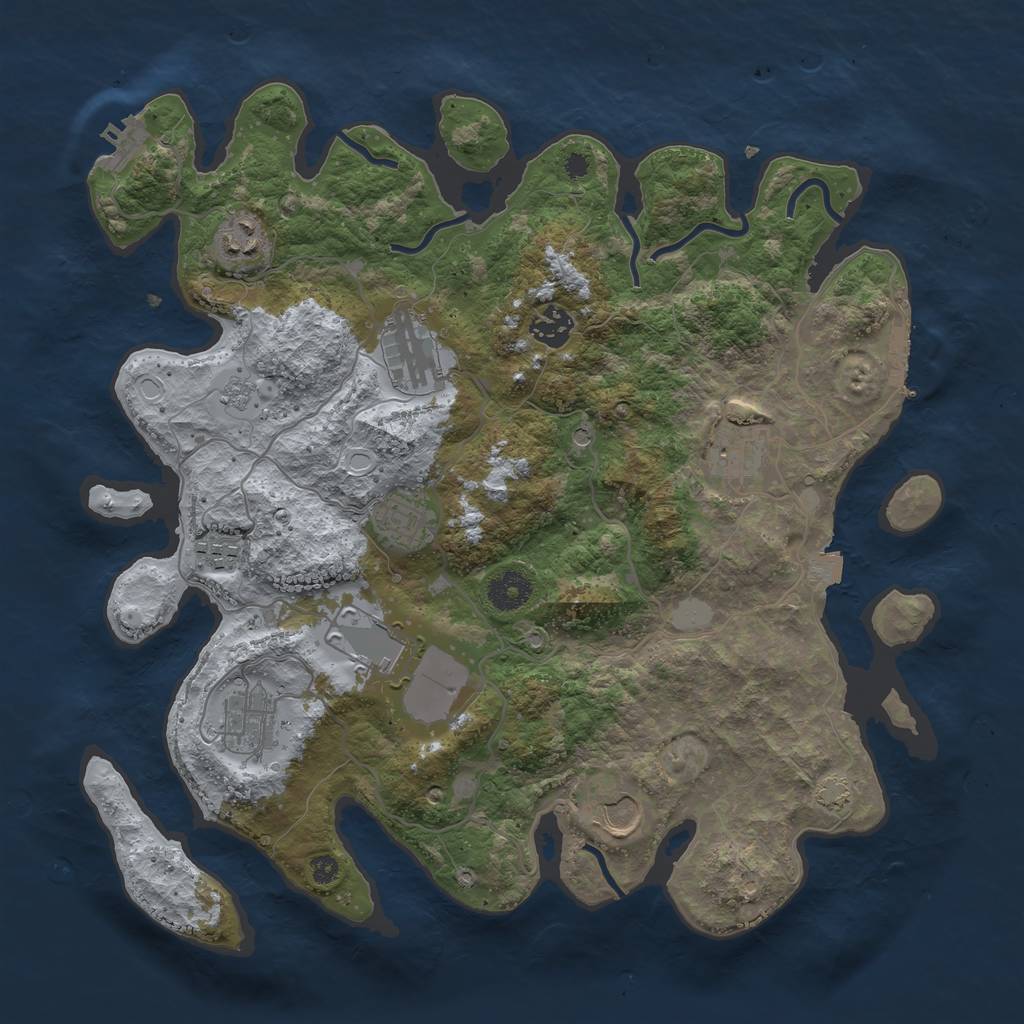 Rust Map: Procedural Map, Size: 3700, Seed: 87673243, 17 Monuments