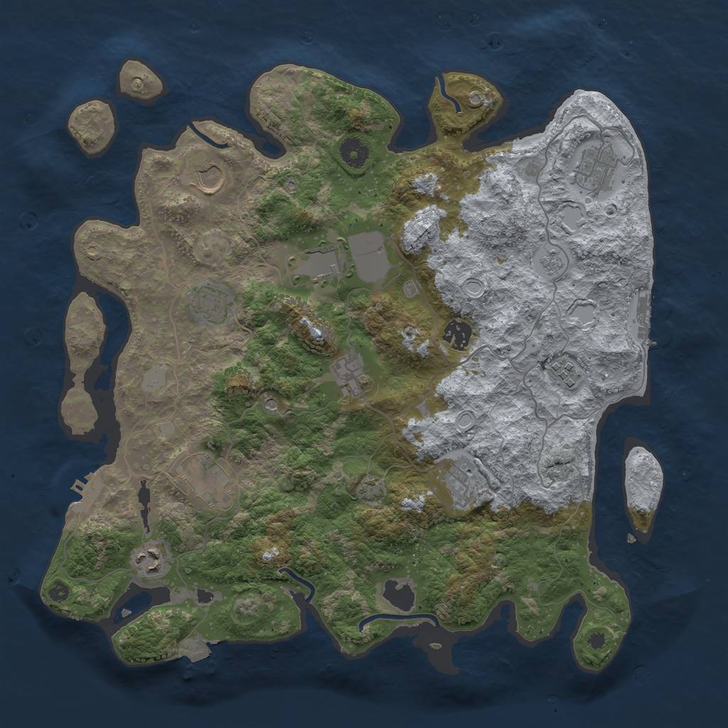 Rust Map: Procedural Map, Size: 3800, Seed: 70741240, 18 Monuments