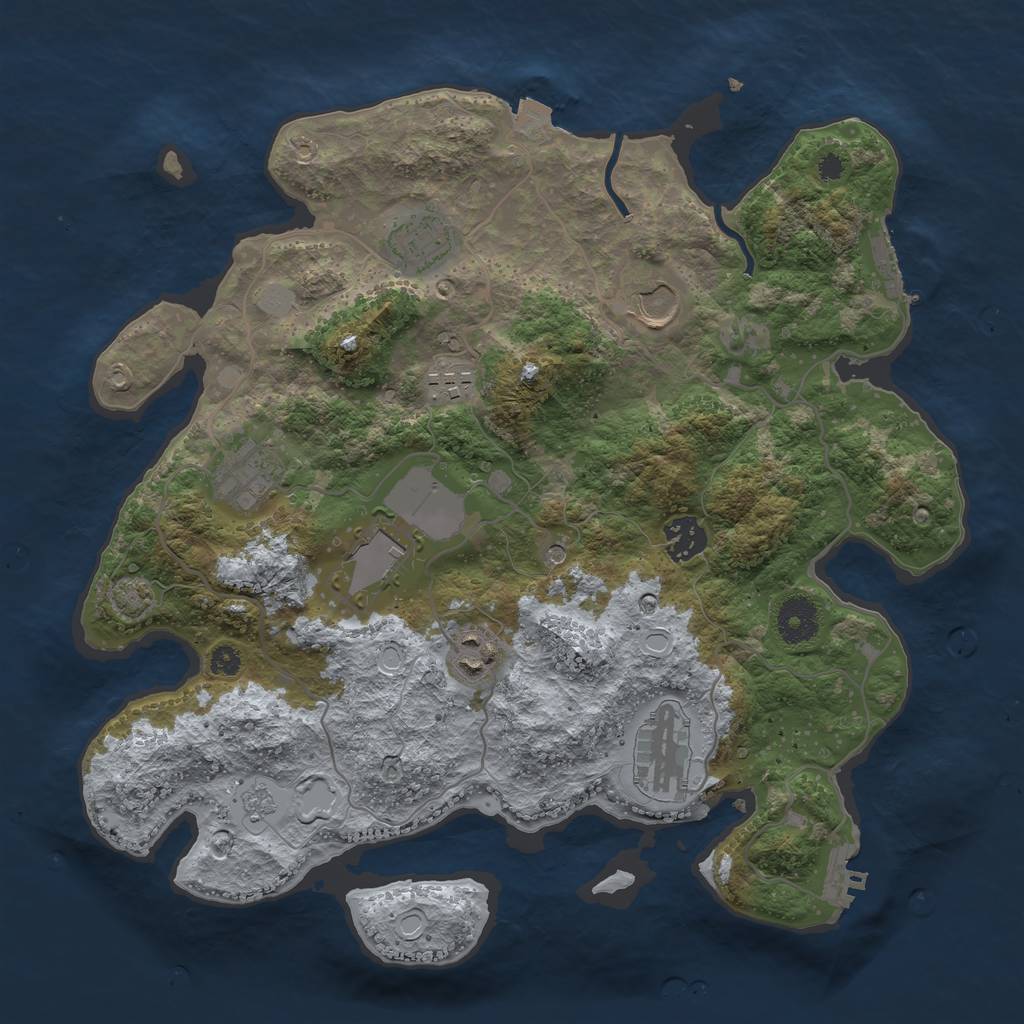Rust Map: Procedural Map, Size: 3500, Seed: 35036322, 16 Monuments